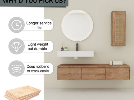 Modern Imitative Wall Mounted Bathroom Vanity With Resin Sink And Side Cabinet