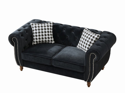 Chesterfield 3 And 2 Seater Upholstery Sofa With Roll Armrest & Nailhead Fabric Couch