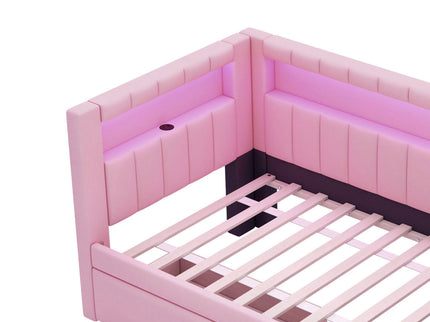 Upholstered Platform Bed With USB Ports And LED Belt