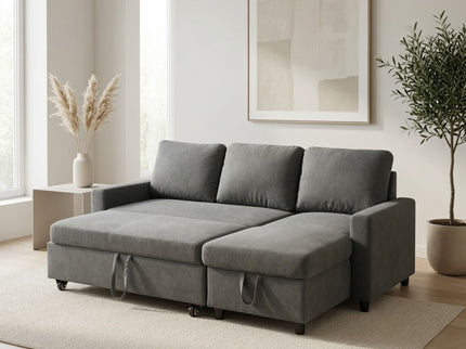L - Shaped Convertible Sofa Bed With Storage Chaise