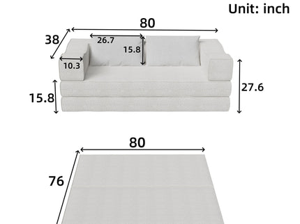 3 Seat Folding Floor Couch & King Size Bed Mattress