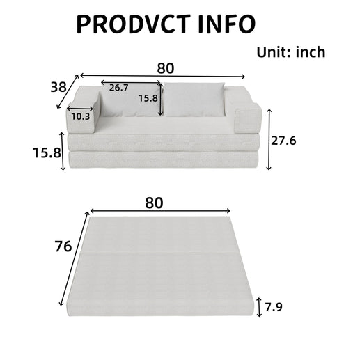 3 Seat Folding Floor Couch & King Size Bed Mattress