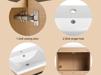 Bathroom Vanity Set With Resin Countertop Sink, 2 Doors