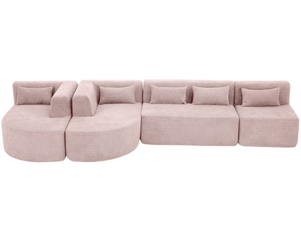 Upholstered Sofa Free Combined Sofa Couch With 2 Chaise Lounge And Five Back Pillows For Living Room