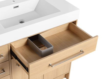 Freestanding Bathroom Vanity With Resin Sink, Soft-Closing Doors And Drawers
