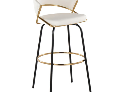 Jie - Fixed Height Contemporary Barstool With Swivel Round Footrest (Set of 2)