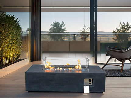 Outdoor Concrete Propane Gas Rectangle Fire Pit Table