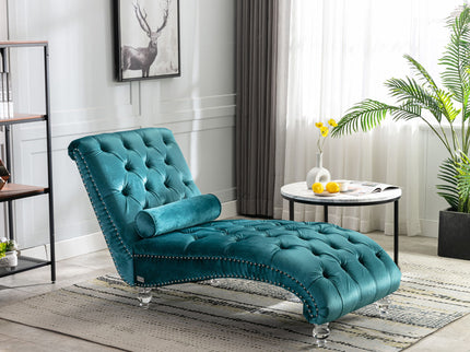 Chaise Lounge Indoor, Button Tufted Upholstered Chaise Lounge Chair With Pillow