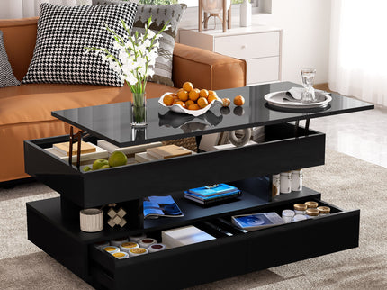 Multi Functional Lift Top Coffee Table With 2 Drawers