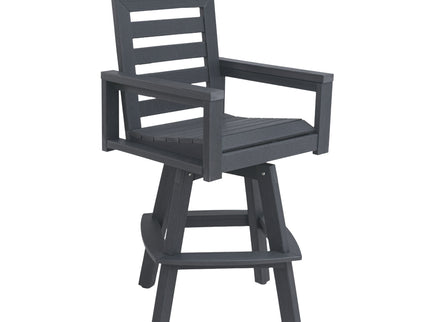 Outdoor Swivel Bar Chair, Ladderback With Wide & Thickened Frame