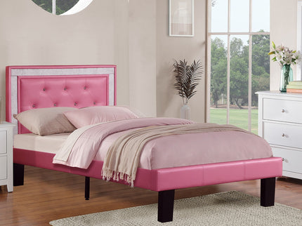Glamours Style Bed With Diamond Tufted Padded Headboard