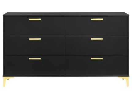 Lexie - 6 Drawer Rectangular Dresser - Black