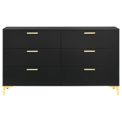 Lexie - 6 Drawer Rectangular Dresser - Black