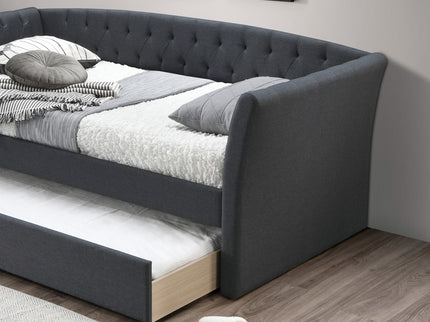 Daybed With Trundle Button Tufted Slat Included - Charcoal
