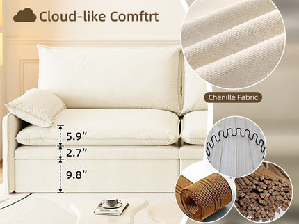 4 Seat Convertible Sleeper Sofa Bed, Modern With Storage