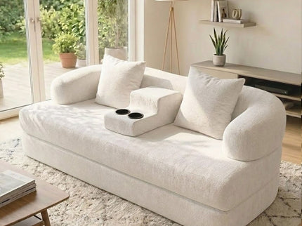 2 In 1 Convertible Sleeper Sofa Bed With Cup Holders