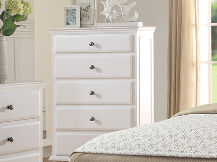 1 Piece Chest 5 Drawers Knob Handles Bedroom Furniture - White
