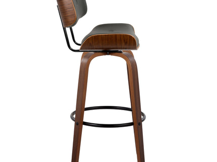Lombardi - Mid-Century Modern Fixed Height Barstool With Swivel With Round Footrest (Set of 2)