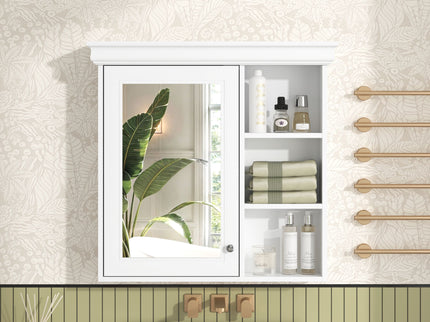 Wall Mounted Bathroom Medicine Cabinet With Mirror And Adjustable Storage With Soft Close Hinges