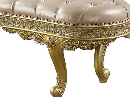 Cabriole - Synthetic Leather Bench - Gold