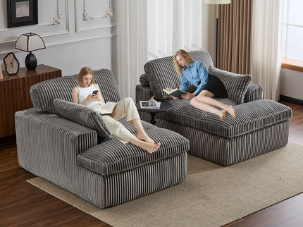 Double Chaise Lounge Chair, Oversized Upholstered Sleeper Cloud Couch