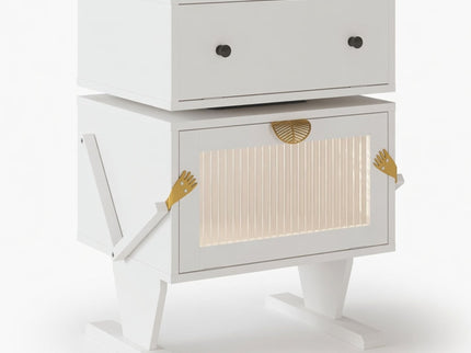 Robot LED Nightstand With 360° Rotating Drawer