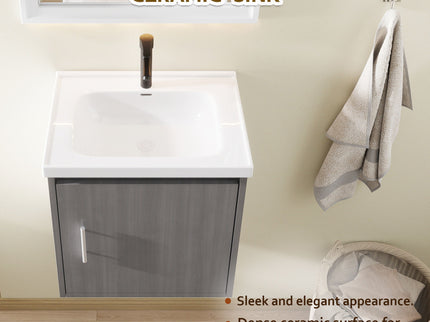 Floating Bathroom Vanity Combo, Wall Mounted Cabinet With Sink & Soft Close Doors For Small Bathrooms