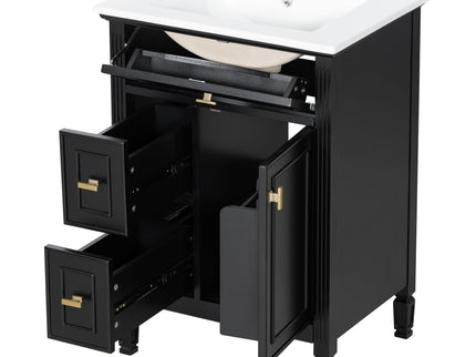 Modern Bathroom Vanity With Sink, Flip Drawer, 2 Drawers, Adjustable Shelf