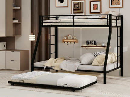 Bunk Bed For Kids, Convertible Frame With Ladders & Guardrail