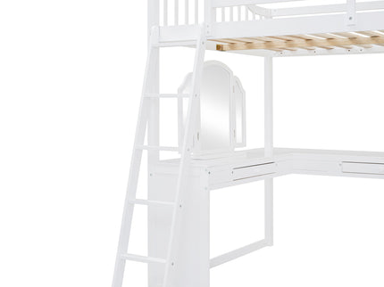 Loft Bed With Drawers, Cabinet, Shelves With Desk