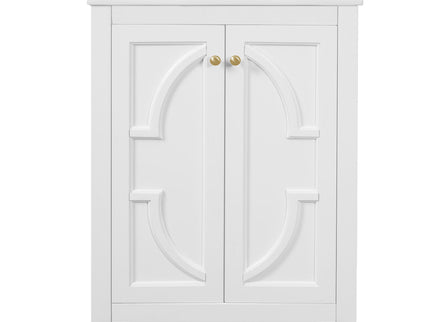 Bathroom Vanity With Ornate Elliptical Motif, Soft Close Hinges