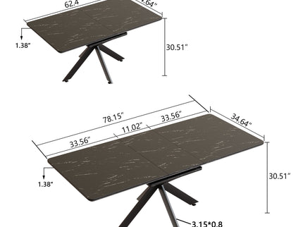 Modern Mid-Century Dining Table Set With Extendable Design