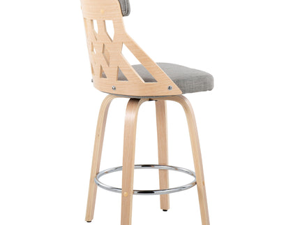 York - Mid-Century Modern Counter Stool - Natural / Light Gray