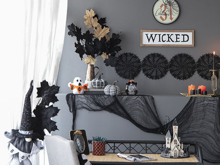 Light Plaid Pumpkin, For Holiday Halloween Decor - Black / White