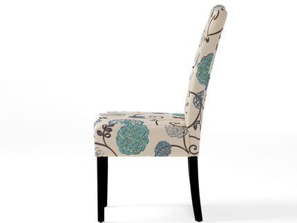 Contemporary Dining Chair Set With Rubberwood Legs - White / Blue