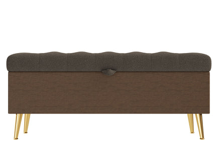 Modern Tufted Storage Ottoman Bench With Metal Legs
