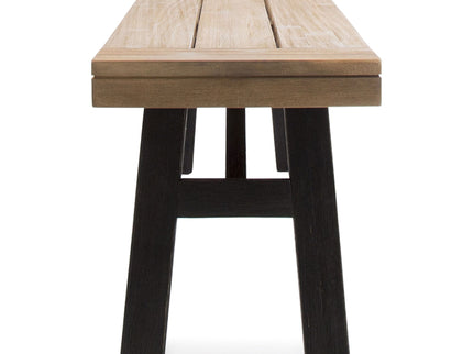 Outdoor Bench With Slat Panel Design And Acacia Wood Frame