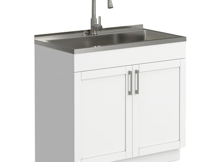 Modern Shaker All-In-One Laundry Utility Sink And Cabinet With Pull-Out Faucet