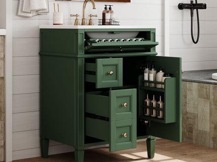 Bathroom Vanity With Top Sink, Storage Cabinet With 2 Drawers And Tip-Out Drawer