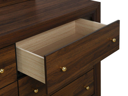 Anza - 6 Drawer Dresser With Mirro - Walnut