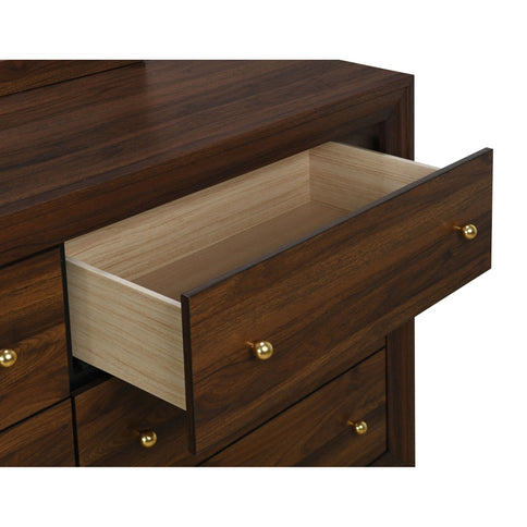 Anza - 6 Drawer Dresser With Mirro - Walnut