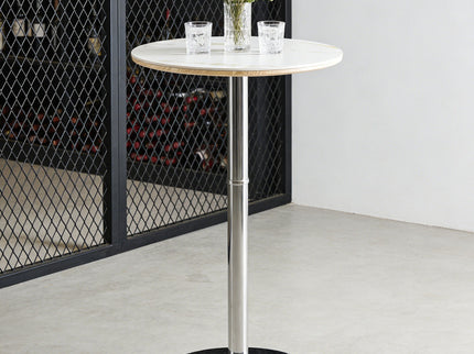 Circular Bar Table - White / Silver