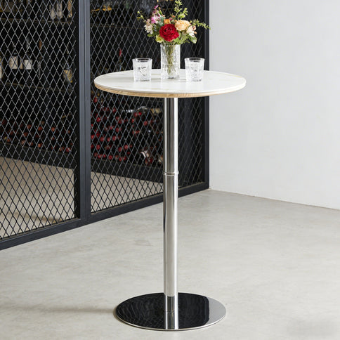 Circular Bar Table - White / Silver