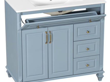 Modern Bathroom Vanity With Sink, 3 Drawers & 2 Doors
