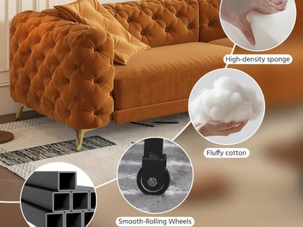 3 In 1 Convertible Sleeper, Deep Seat Pull Out Sofa Bed, Button Tufted