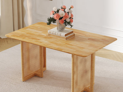 Dining Table With Imitation Rattan Design For Dining Room