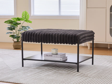 Upholstered Ottoman Coffee Table Foot Rest With Open Storage