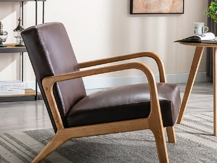Open Framed Armchair With Cushioning Brown - Dark Brown