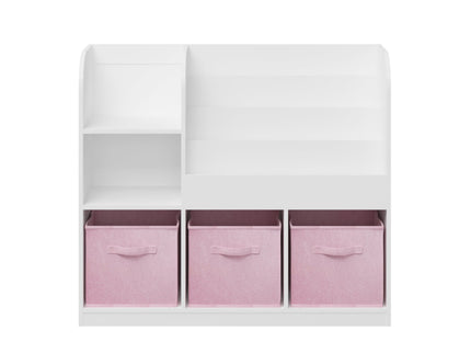 Bookcase And Bookshelf With 3 Collapsible Drawers, Multifunctional Display Stand