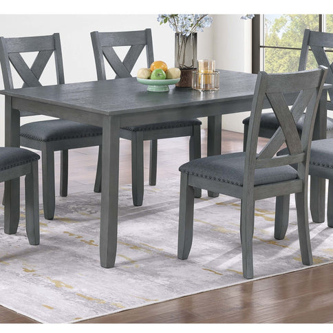 7 Piece Dining Room Furniture, Table And 6 Chairs Set - Gray
